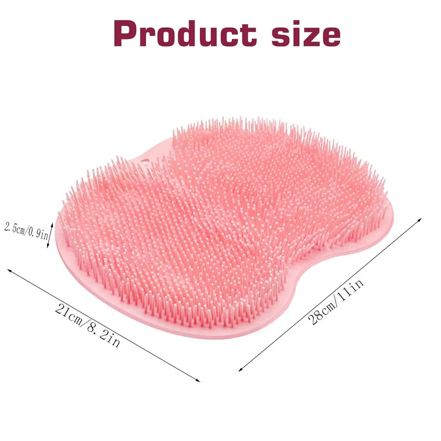 Shower Foot Scrubber Mat Back Washer Exfoliating Bath Wash Pad Wall Mounted Slip Suction Cups for Use in Cleaner Men and Women