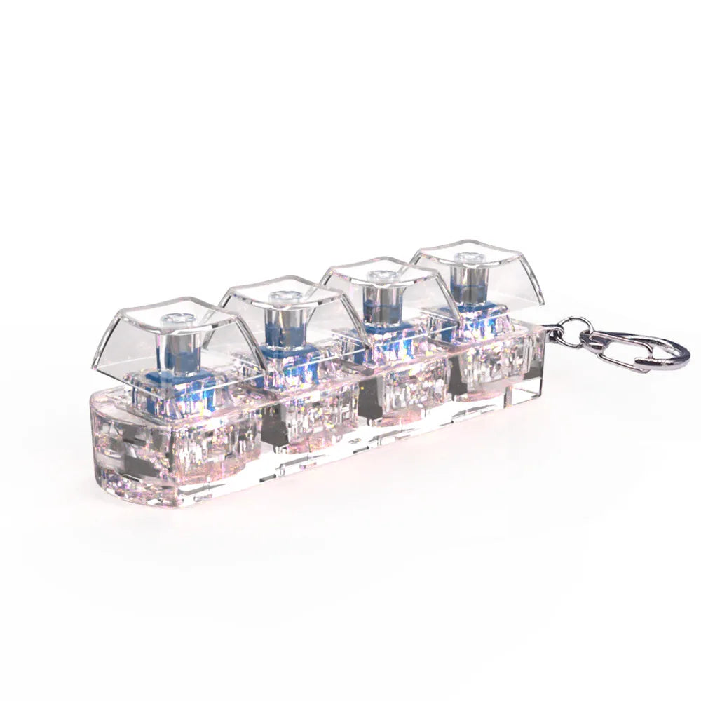 LED Keyboard Key Chain Fidget Toy for Adults Fidget Clicker Decompression Keychains Stress Relief Gadget Interesting Pendant