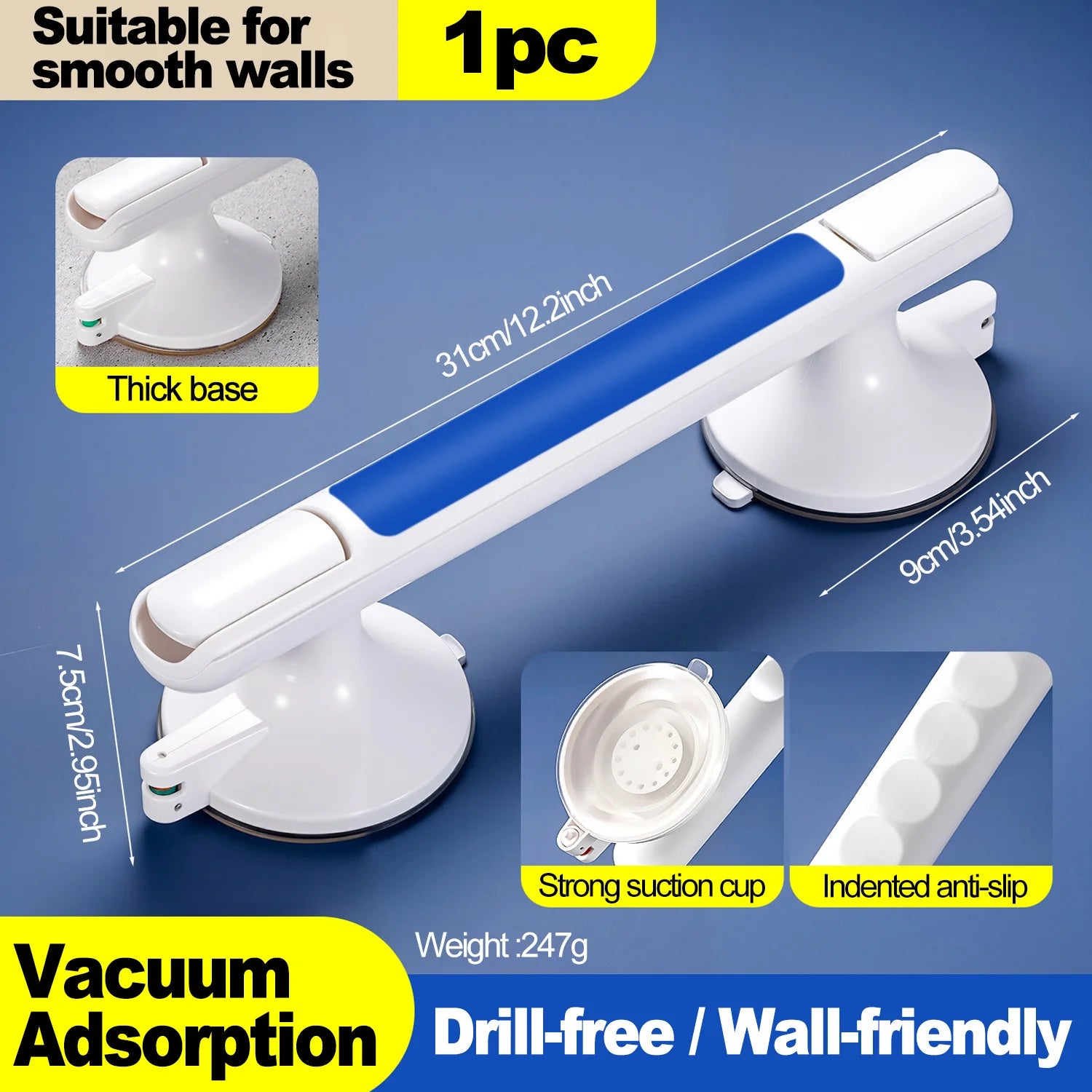 Showers Grab Bars Free Punch Bathroom Handle Anti Slip Safety Suction Cups Bathtub Grab Bar For Elderly Children Support