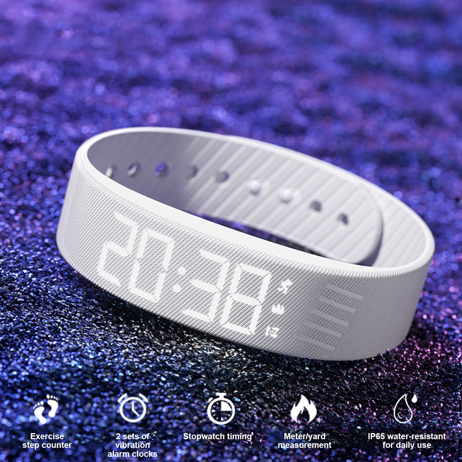  Smart Bracelet Vibrating Alarm Wristband W/Step Counter Pedometer Silent Vibration Alarm Watch Unique for Deepsleepers Elderly