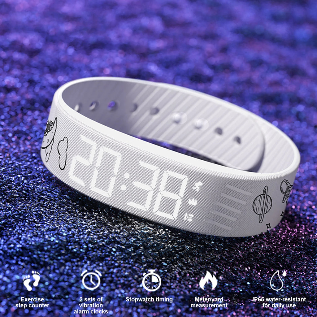  Smart Bracelet Vibrating Alarm Wristband W/Step Counter Pedometer Silent Vibration Alarm Watch Unique for Deepsleepers Elderly