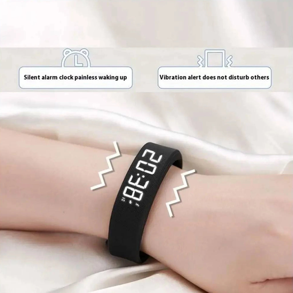  Smart Bracelet Vibrating Alarm Wristband W/Step Counter Pedometer Silent Vibration Alarm Watch Unique for Deepsleepers Elderly
