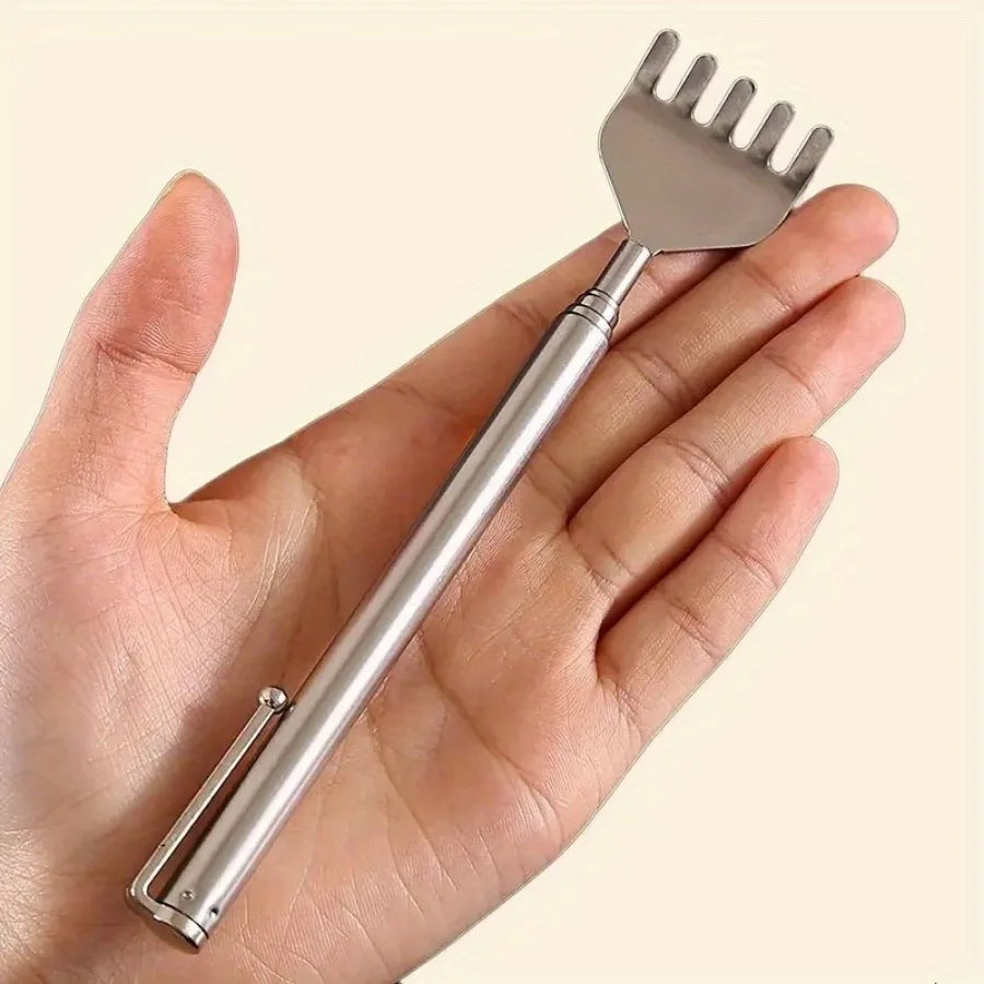 silvery Telescopic Back Scratcher,  Portable Extendable Stainless Steel  Scratchers for Men Women ，Mothers Gifts，Gifts For Men，G
