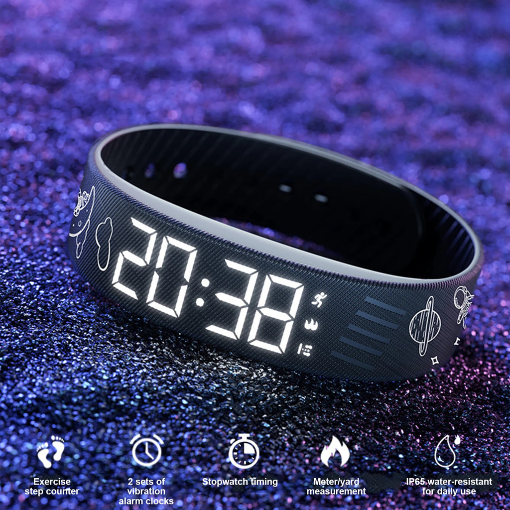  Smart Bracelet Vibrating Alarm Wristband W/Step Counter Pedometer Silent Vibration Alarm Watch Unique for Deepsleepers Elderly