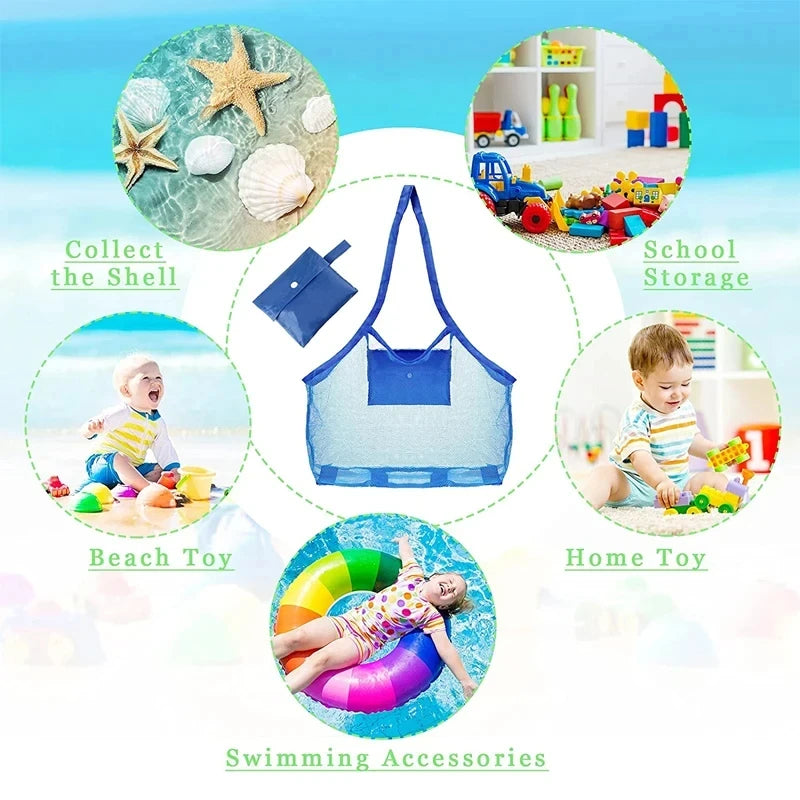 Protable Beach Bag Anti-sand Net for Kids Beach Toy Towel Storage Mesh Travel Large Capacity Toy Outdoor Waterproof Storage Bags