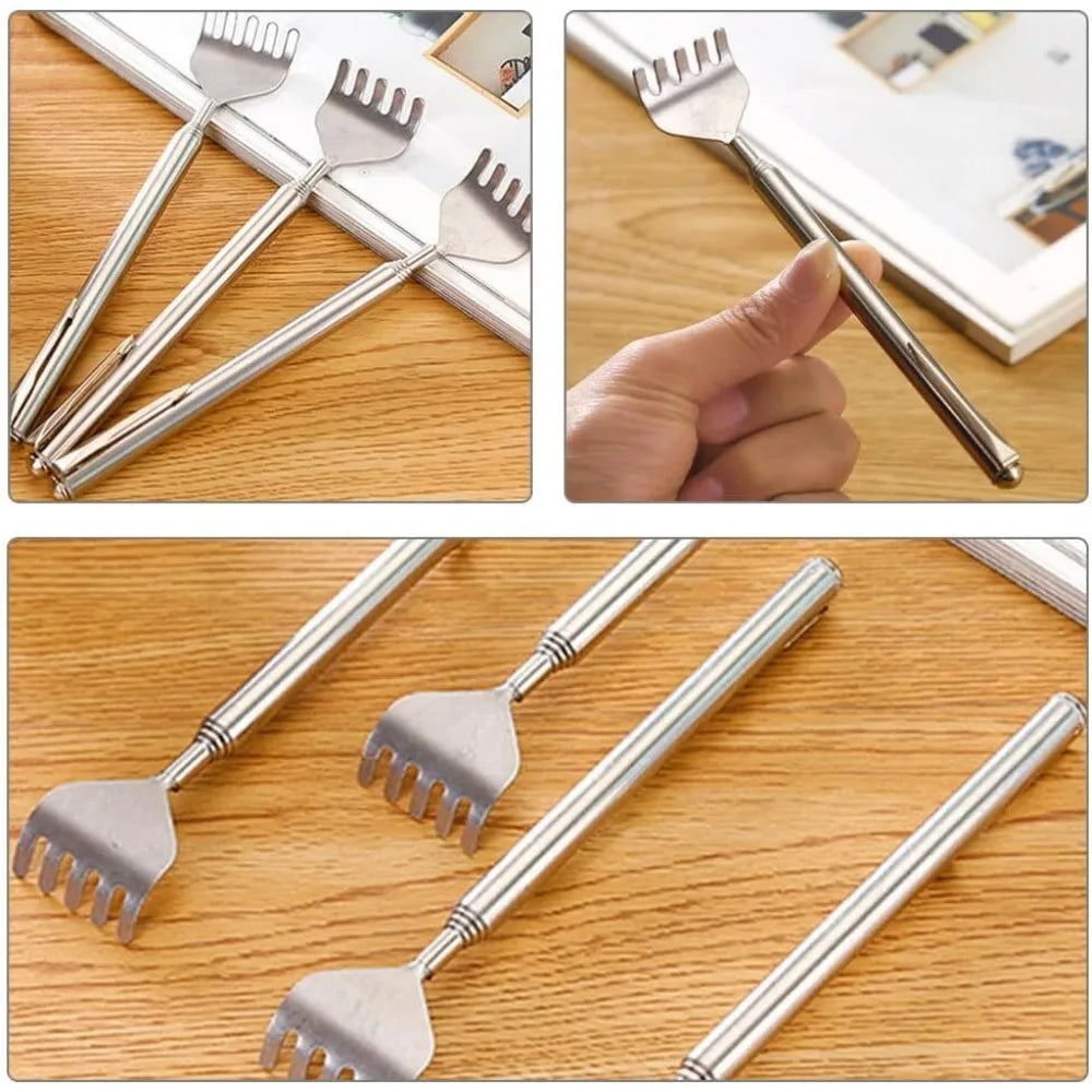 silvery Telescopic Back Scratcher,  Portable Extendable Stainless Steel  Scratchers for Men Women ，Mothers Gifts，Gifts For Men，G