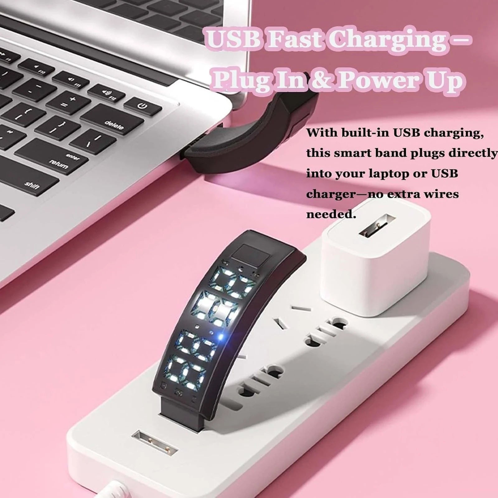  Smart Bracelet Vibrating Alarm Wristband W/Step Counter Pedometer Silent Vibration Alarm Watch Unique for Deepsleepers Elderly